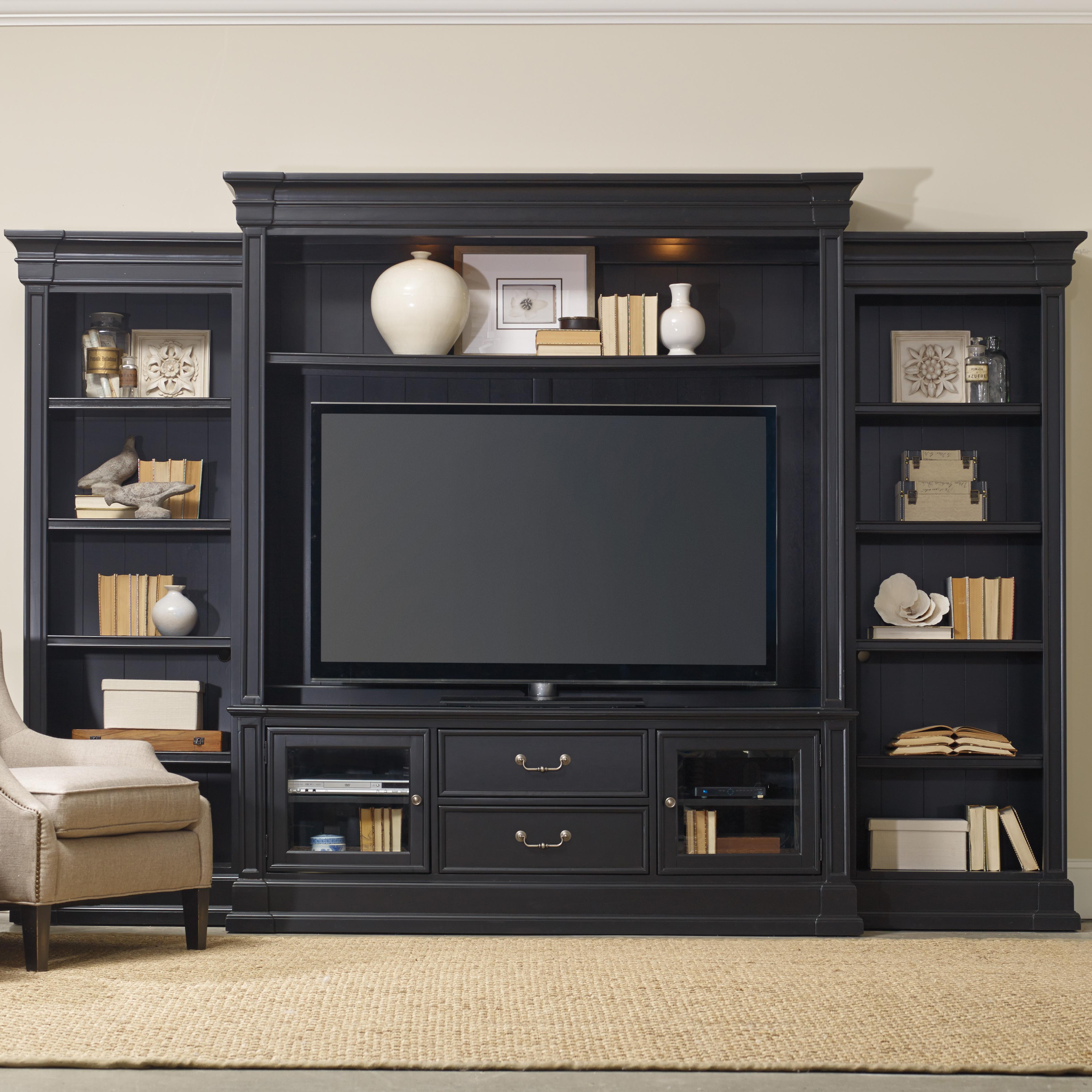 Hooker Furniture Clermont Four Piece Entertainment Group with 2 Drawers Mueller Furniture